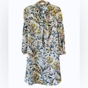 Mia Mod High Neck Floral Swing Dress with Bow. Size S
